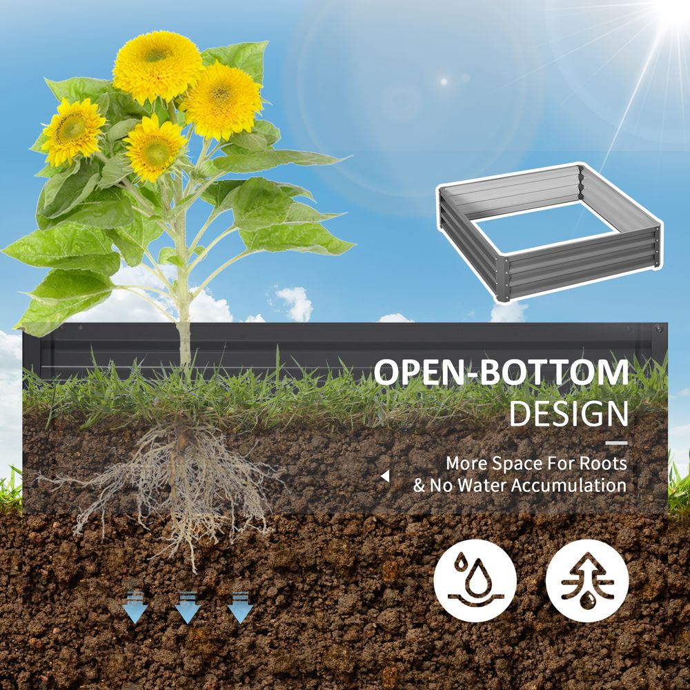 Outsunny Raised Garden Bed Metal Garden Flower Vegetable Planter Light Grey