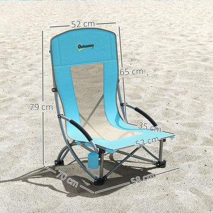 Outsunny Set of 2 Folding Beach Chair, Camping Chair with Carry Bag