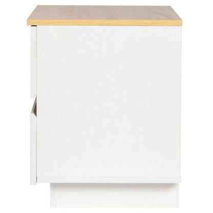 FCH embossed white + embossed oak E1 particle board 12MM handle-free 38*32*40cm 2 drawers bedside table 1pc