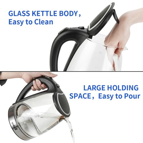 HD-1857-A 220V 2000W 1.8L Electric Glass Kettle UK Plug