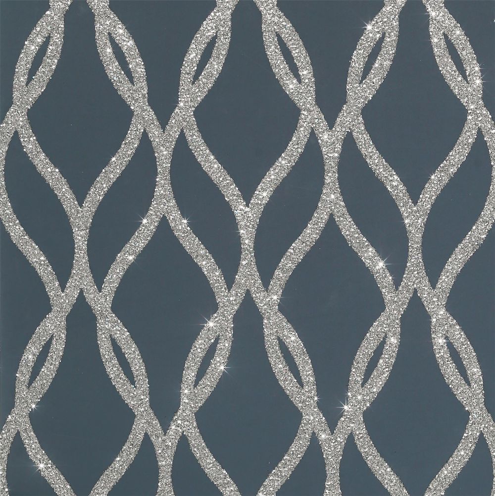 Premium Quality Sequin Trellis Navy/Silver - Professional Seller