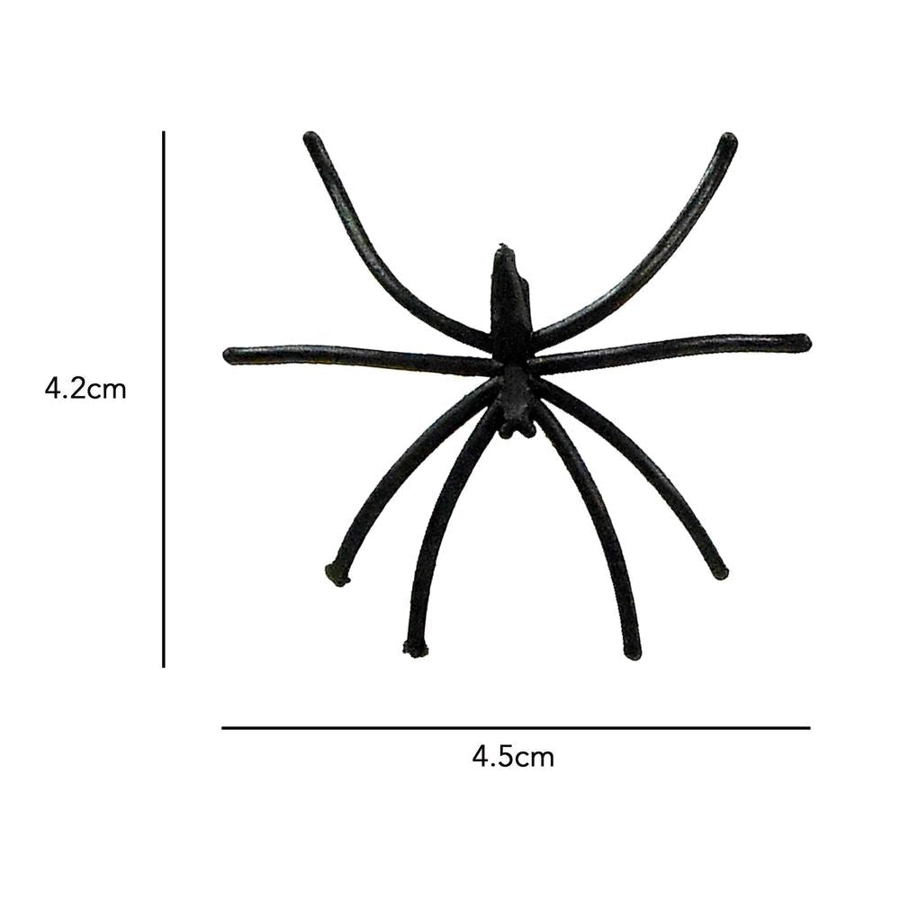 PACK OF 2 Pack of 24 Spooky Black Plastic Spiders 5cm Halloween Party Novelty Decorations