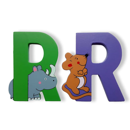 Vinsani Wooden Jungle Animal Upper Case Alphabet Letters Personalised Bedroom Wall Door Name