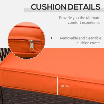 3 Pieces Patio Rattan Bistro Set with Tempered Glass Table Orange