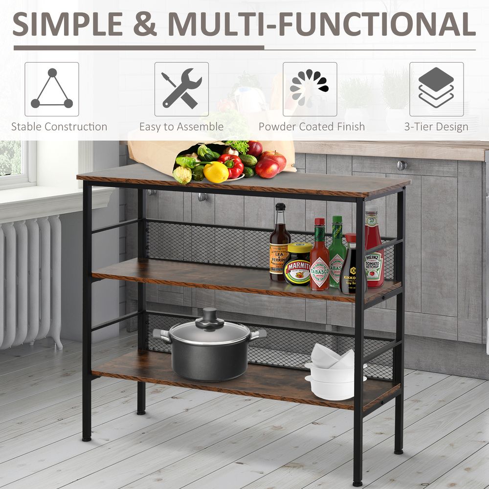 Industrial 3-Tier Display Shelf - Brown MDF | Stable, Stylish, Organized | Perfect for Home or Office