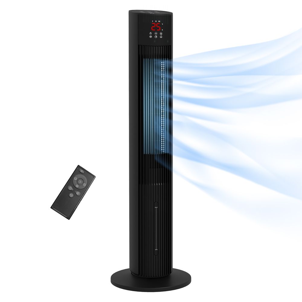 HOMCOM Oscillating Tower Fan - Cooling, Ice Pack, Water Tank, Child Lock