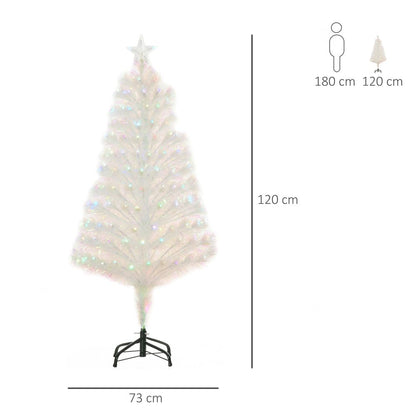 4 Feet Prelit Artificial Christmas Tree with Fiber Optic LED Light White