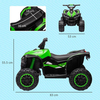 Homcom 12V Electric Quad Bikes for Kids Ride On Car ATV Toy for 3-5 Years Green