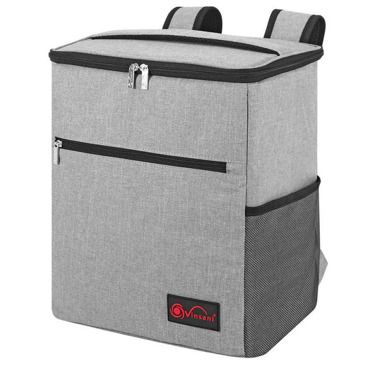 Grey Backpack Cooler Multi Pocketed Picnic Bag Large Capacity Insulated