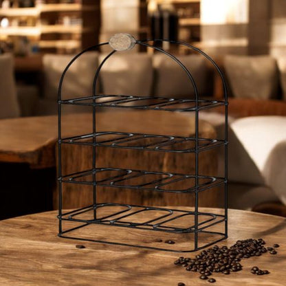 25" CAST IRON BLACK 12 BOTTLE WINE RACK