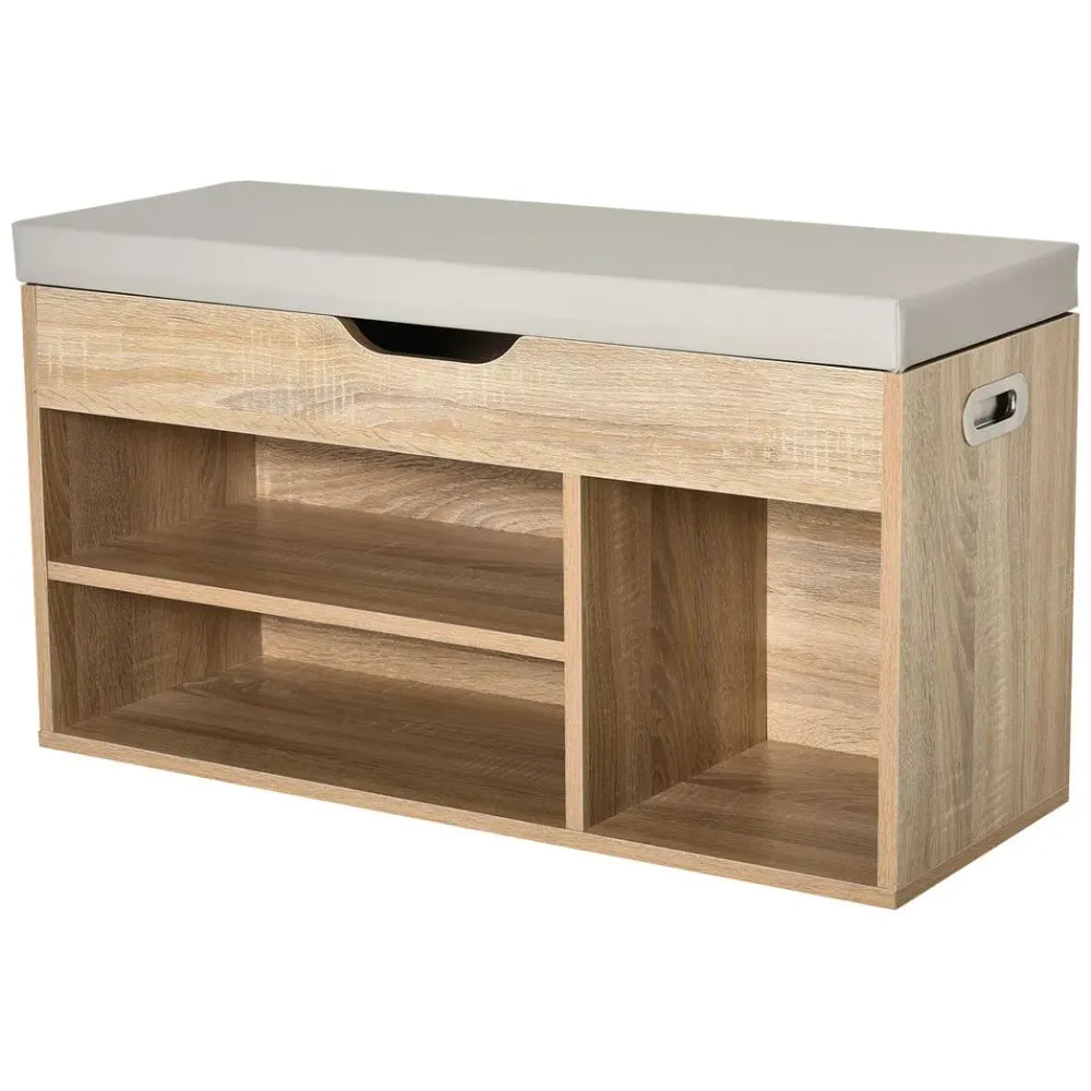 Premium Sit-On Shoe Storage | Hidden Compartment | Handles | Sponge Top | Grey