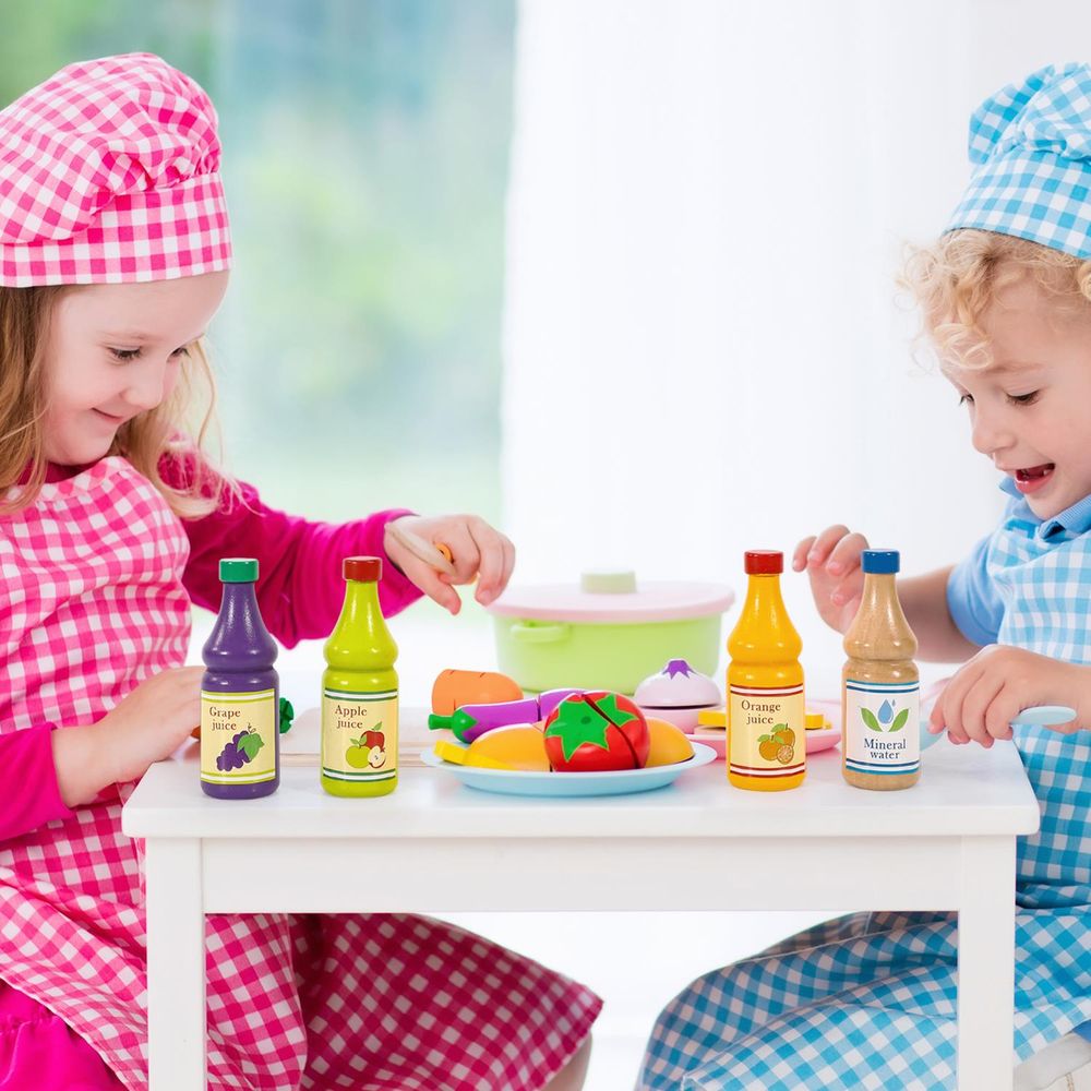 Premium Wooden Beverage Set - 4pcs Playset for Creative Pretend Play - Safe & Educational Toy