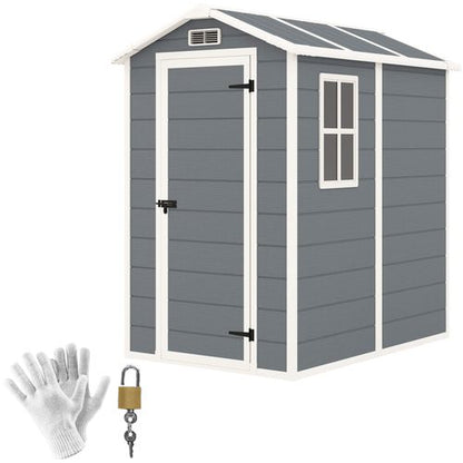 Outsunny 4 x 6ft Plastic Garden Shed with Floor, Window and Lockable Door
