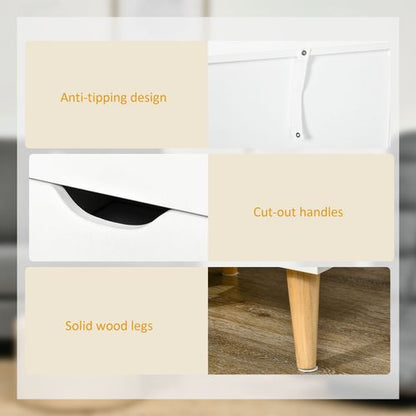 HOMCOM Chest of Drawers, 3 Drawer Unit Storage Chest Bedroom, Cream White