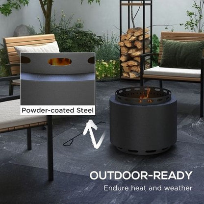 Outsunny 48.5cm Smokeless Wood Burning Firepit Metal Fire Pit, Black