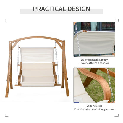 Outdoor Wooden Porch Swing Chair - A-Frame Wood Log Swing Bench - Best Quality & Comfort - Free Shipping!