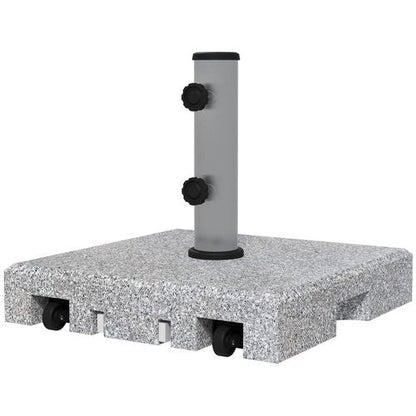 Outsunny 28kg Heavy Duty Granite Parasol Base with Wheels, Retractable Handle
