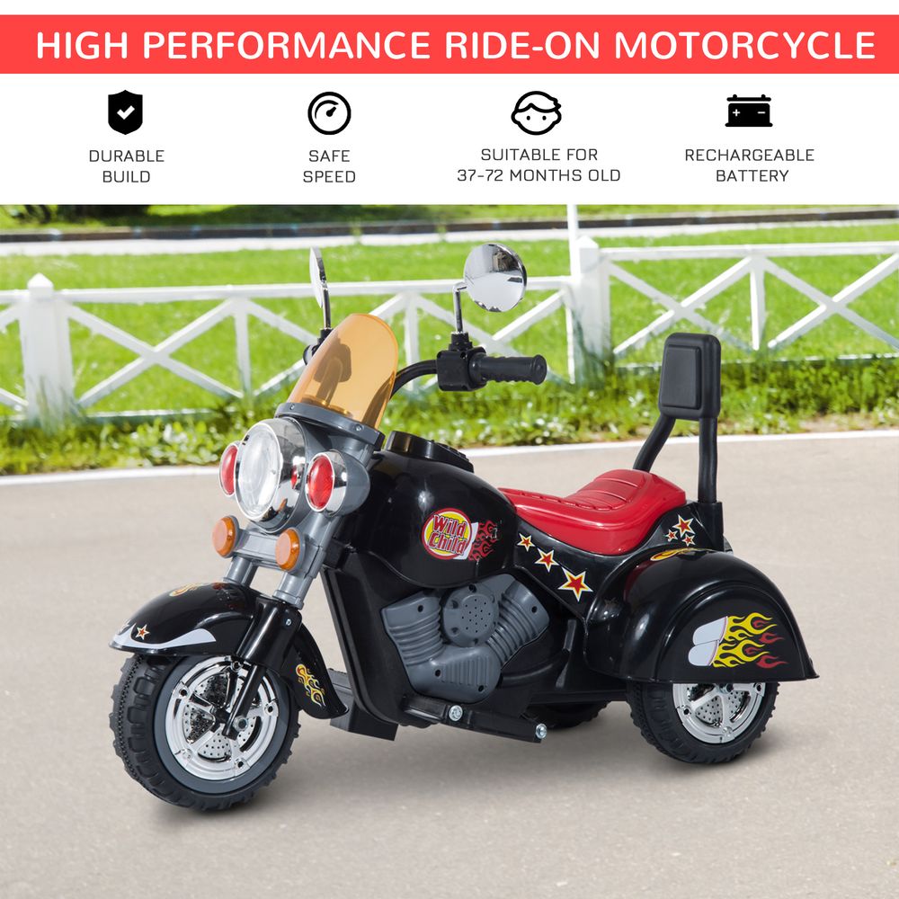 High-Quality 6V Kids Electric Motorbike - Lights, Sound - Black HOMCOM