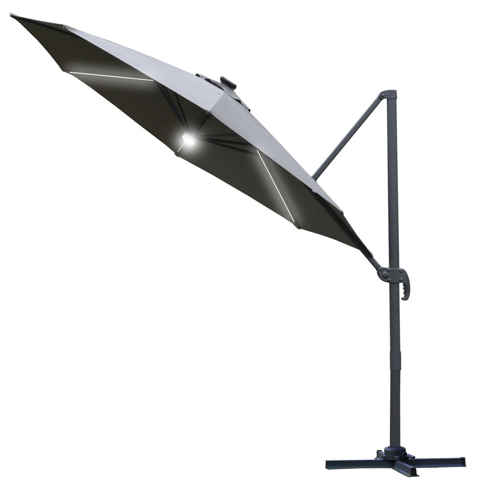 High-Quality 255cm Patio Parasol with LED Lights - Protect and Illuminate Your Outdoor Space!