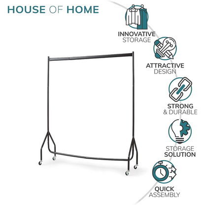 Extra Heavy Duty 4FT Long x 5FT Clothes Rail In Black