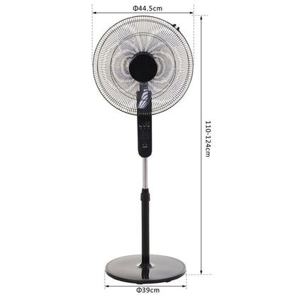 HOMCOM 18" Pedestal Fan, Oscillating Standing Fan with Remote Control, Floor Fan with Adjustable Height, 3 Speed, 7.5-Hour Timer, Black