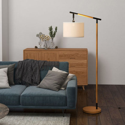 HOMCOM Floor Lamp: 350° Rotating Lampshade, LED Bulb, Brown - Professional Quality