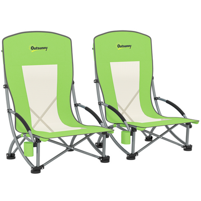 Outsunny Set of 2 Folding Beach Chair, Camping Chair with Carry Bag