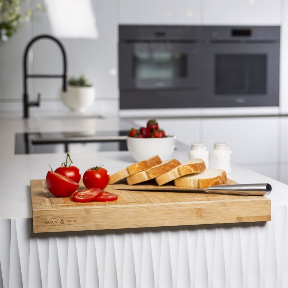Bamboo Counter Edge Chopping Board | Anti-Slip & Durable | Maison & White