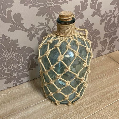 13" GLASS DECORATIVE BOTTLE/VASE-AQUA