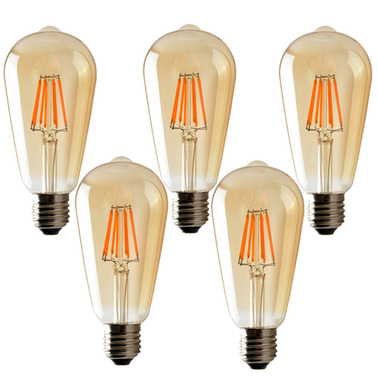 5 Pack E27 LED Edison Dimmable Vintage Amber Glass Warm white 2700K Light Bulb,
