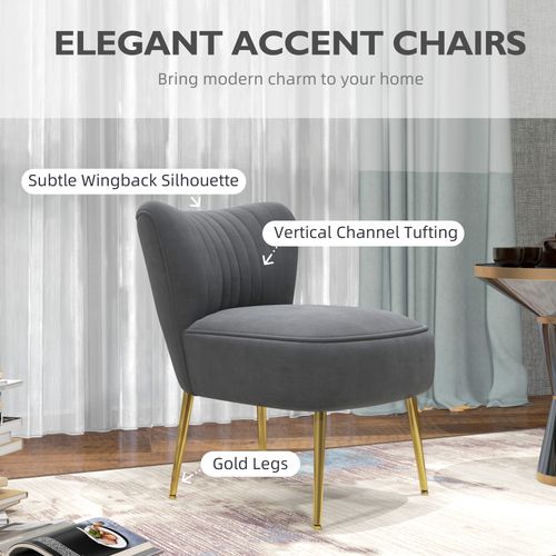 HOMCOM Accent Chair Wingback Armless Chair for Bedroom