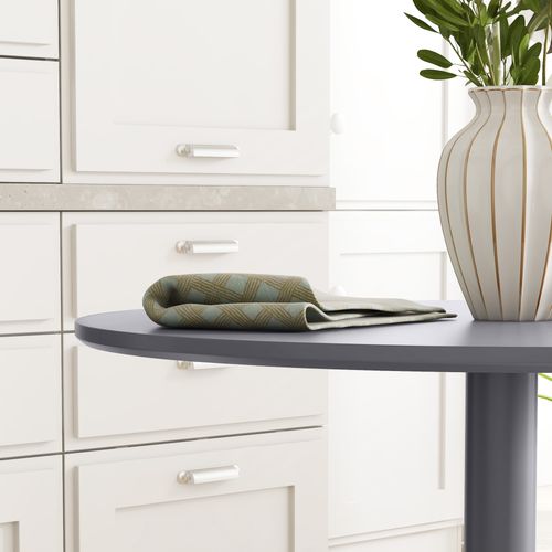 HOMCOM Round Dining Table w/ Steel Base, Non-slip Pad for Living Room