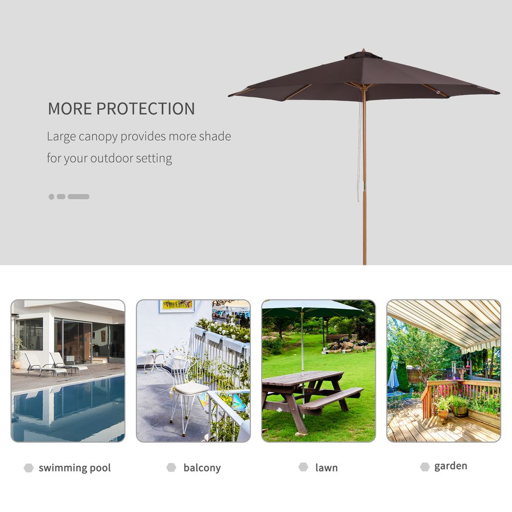 Premium 3m Bamboo Wooden Patio Umbrella - Outdoor Sunshade Canopy - Professional Quality