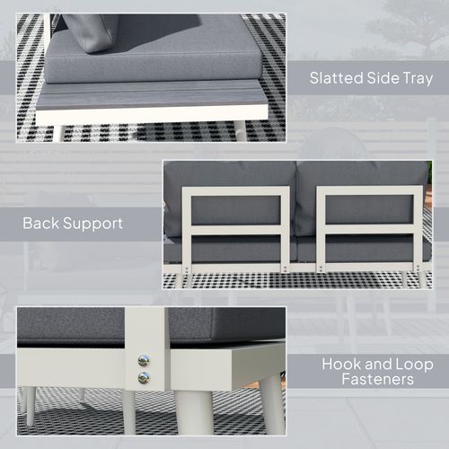 Outsunny 3 Piece Garden Furniture Set with 5-Level Adjustable Lounger, Grey