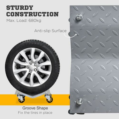 DURHAND 2PCS 680kg Car Wheel Dollies with Swivel Casters, Wheel Dolly, Grey