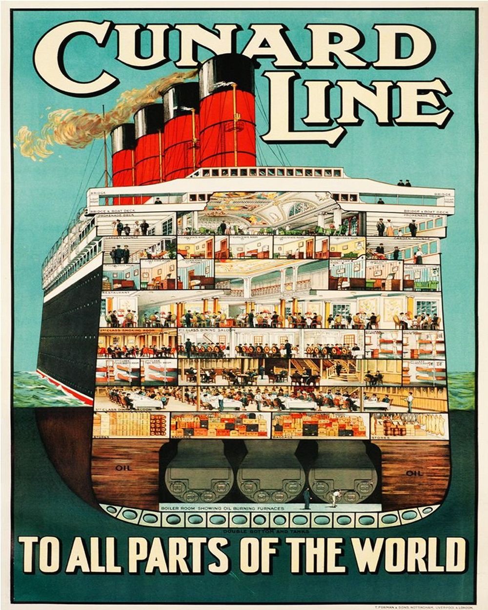 Authentic Vintage Metal Sign - Retro Cunard Line Advertising - High Quality Reproduction