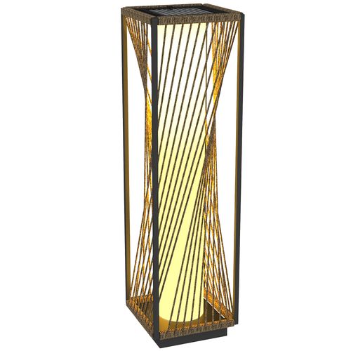 Outsunny Rattan Solar Floor Lamp, Auto On/Off LED Garden Lights, Grey