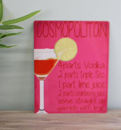 Retro Chic: Cosmopolitan Cocktail Metal Sign