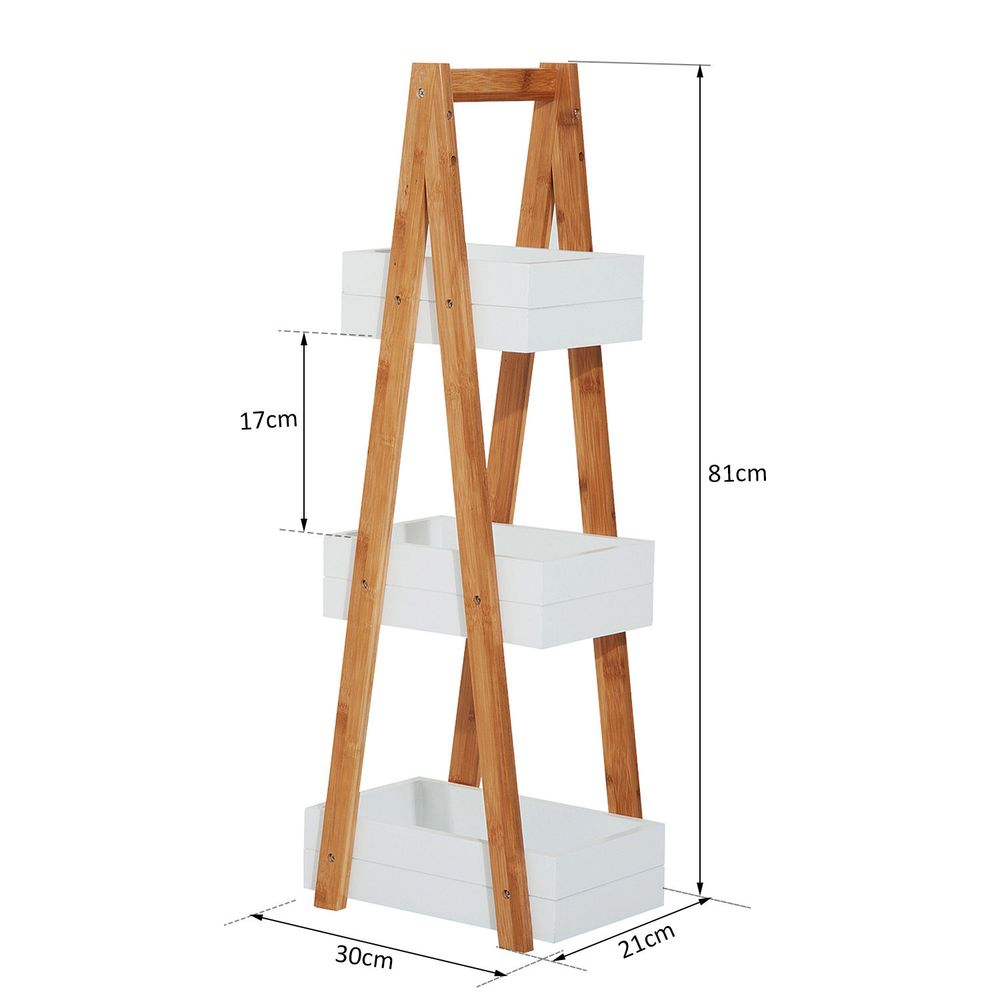 Bathroom A-Shape Rack, 3-Tier-Bamboo: Durable, stylish storage for any décor. Perfect for Bathroom, Livingroom or Kitchen.