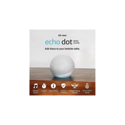 AMZ Echo Dot 5th Gen w/ Clock, Alexa Voice Control - Best Quality Sound - 2022