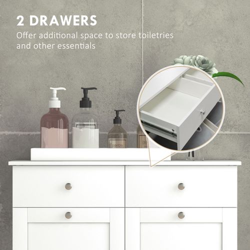 HOMCOM Modern Bathroom Cabinet with Laundry Baskets and 2 Drawers
