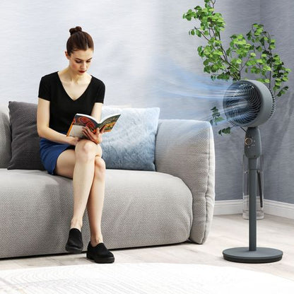 HOMCOM Pedestal Fan for Bedroom, Powerful Air Circulator with 3 Speed, Grey