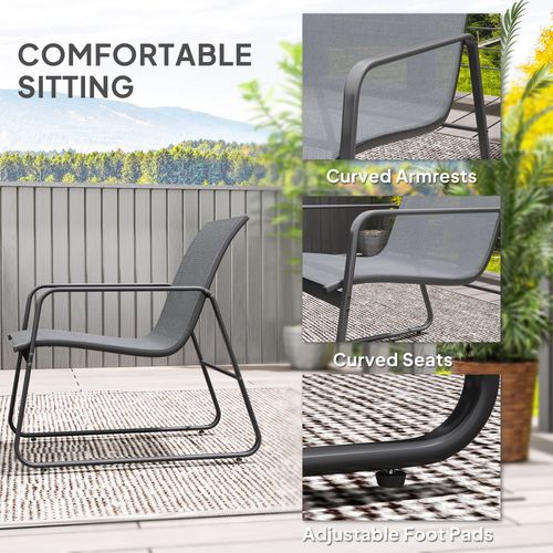 Outsunny 4 Piece Garden Furniture Set Patio Sofa Set w/ Chairs, Glass Top Table