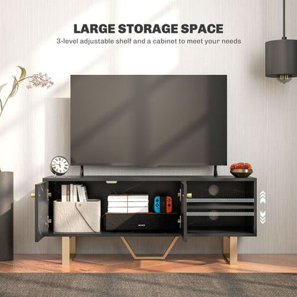 Homcom TV Unit for Living Room, TV Stand, Black Marble
