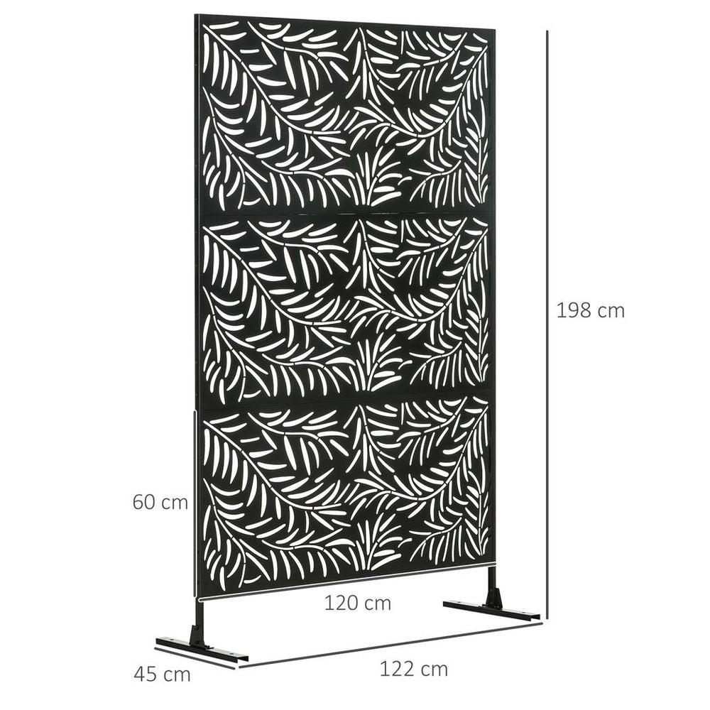 Outsunny 6.5FT Metal Outdoor Privacy Screen Panel - Stylish & Durable for Patio, Garden, and More!