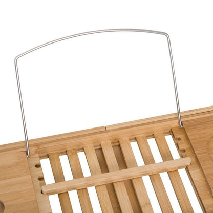 HOMCOM Extendable Bamboo Bathtub Shelf Rack Bath Caddy Tray Bathroom Storage