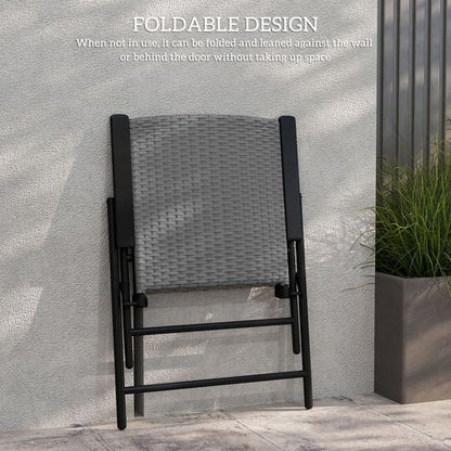 Outsunny 2pcs Rattan Chair Foldable Garden Furniture w/ Armrest Grey