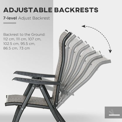 Set of 2 Outdoor Patio PE Rattan Dining Armrests Chair Adjustable Red Brown