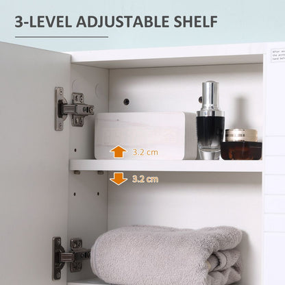 kleankin Bathroom Mirror Cabinet Wall-Mounted Storage w/Double Door Adjustable Shelf - White