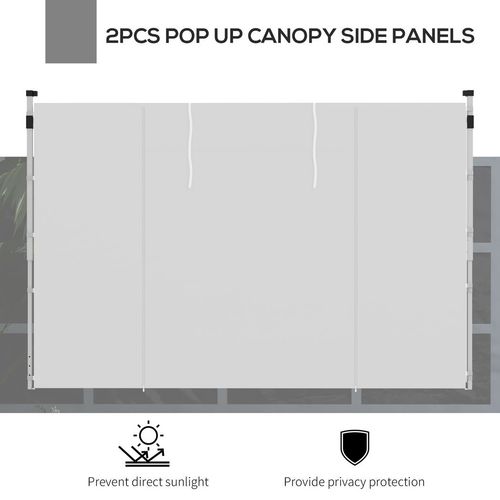 Outsunny 3x3(m) or 3x6m Pop Up Gazebo Side Panels Replacement, 2 Pack, White